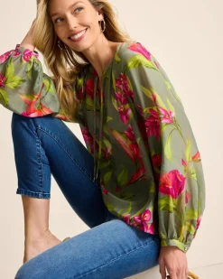 Agua Amara Lavish Blooms Peasant Top