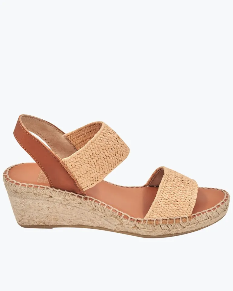 André Assous Aviana Natural Stretch-Raffia Wedges