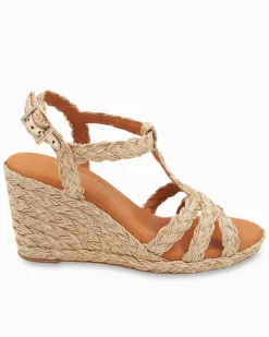 André Assous Madina Metallic Raffia Wedges