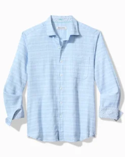 Barbados Breeze Playa Plaid Stretch-Linen Long-Sleeve Shirt