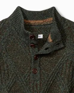 Beachscape Cable Button-Mock Sweater