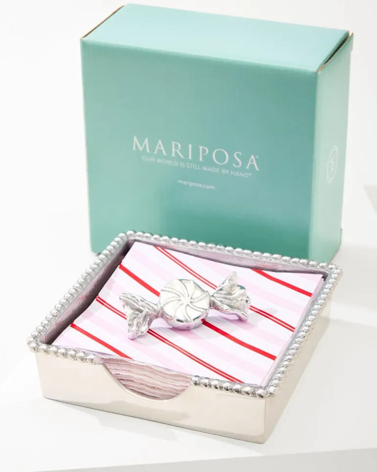 Beaded Peppermint Napkin Box Set