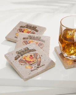 Call Me Old Fashioned Travertine Coaster Set