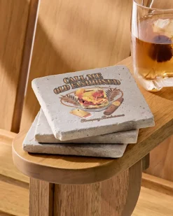 Call Me Old Fashioned Travertine Coaster Set