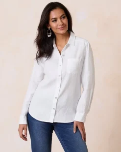 Coastalina Relaxed Long-Sleeve Linen Top