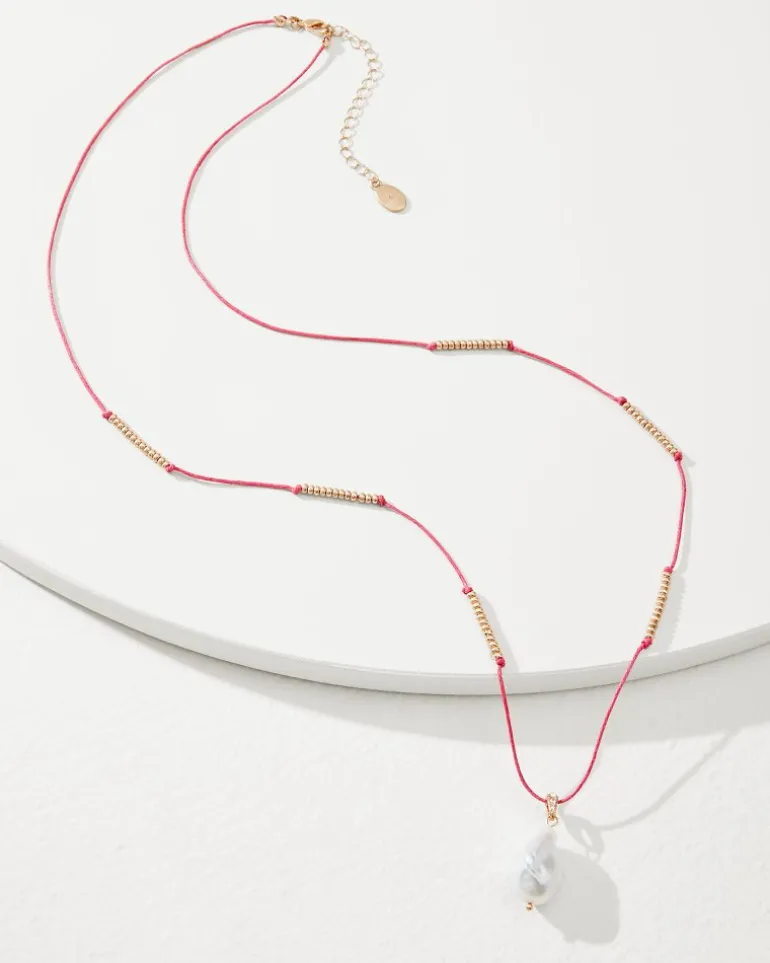 Coral Isles Thread Pearl Pendant Necklace