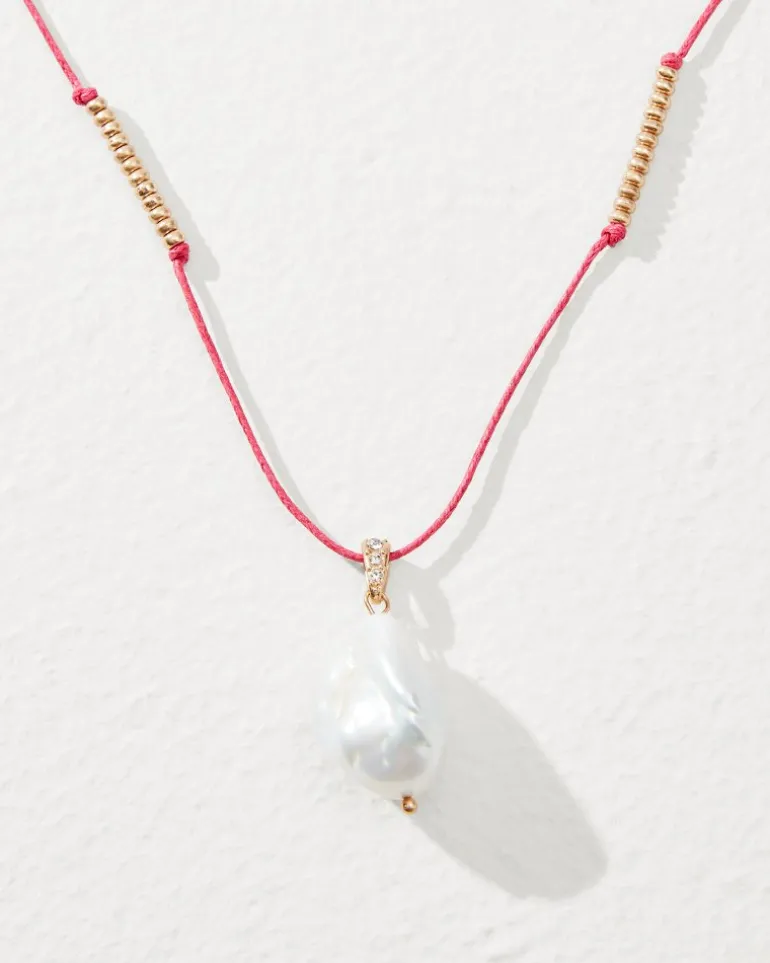 Coral Isles Thread Pearl Pendant Necklace