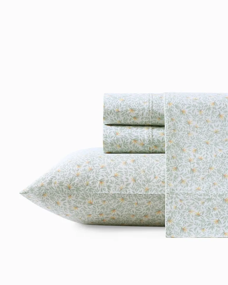 Crane Flower 4-Piece Queen Sheet Set