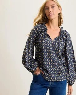 Diamond Cay Smocked Peasant Top