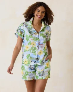 Disney Coastalina Postcard to Paradise Linen Camp Shirt