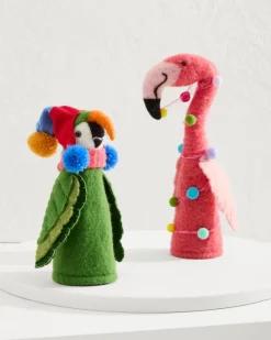 Flamingo & Parrot Bottle Topper Set