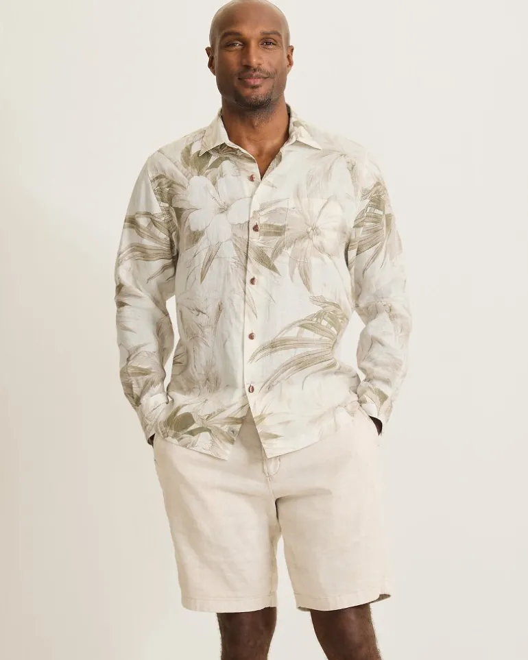 Flora Oasis Long-Sleeve Linen Shirt