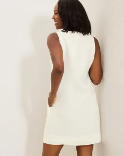 Geometric Embroidered Linen Shift Dress