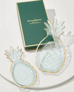 Glass Pineapple Trays — Set of 2