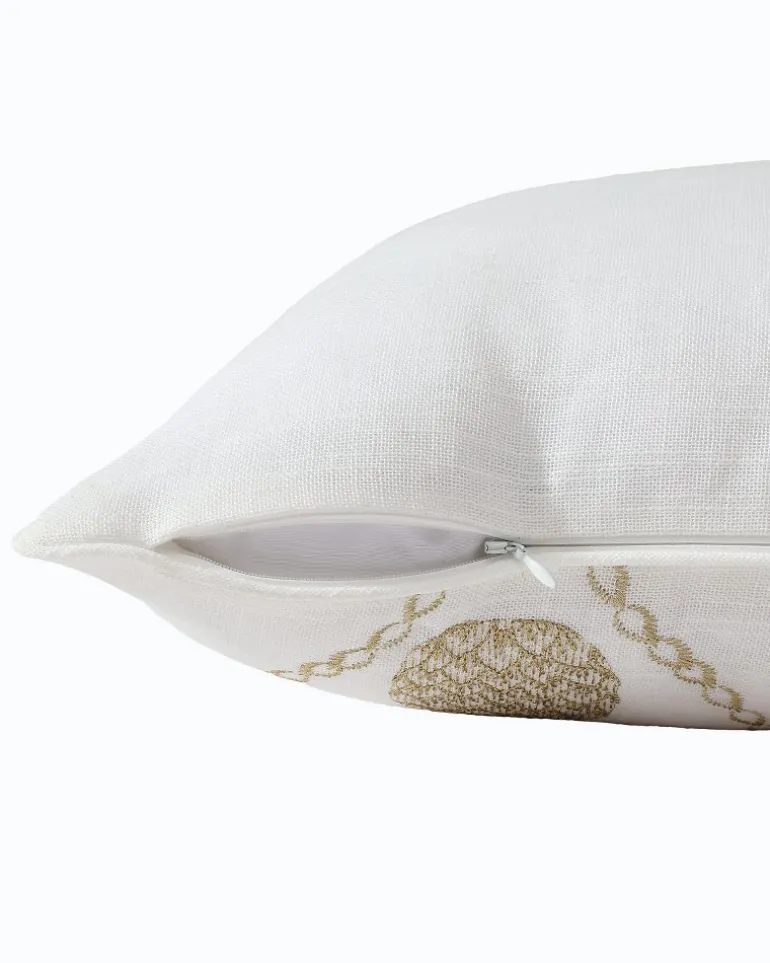 Golden Pineapples Embroidered Decorative Pillow