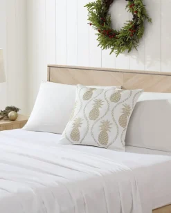 Golden Pineapples Embroidered Decorative Pillow
