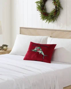 Holiday Marlin Velvet Embroidered Decorative Pillow