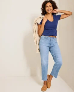 Indigo Palms™ High-Rise Cropped Straight-Leg Jeans
