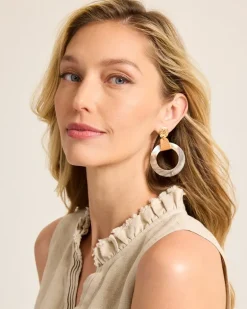 Indigo Shore Grey Shell Drop Hoop Earrings