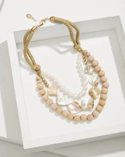 Indigo Shore Mother of Pearl Shell Statement Necklace
