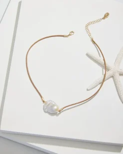 Indigo Shore Pearl Corded Pendant Necklace