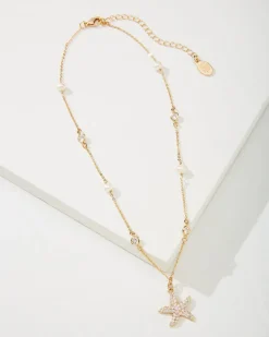 Island Essence Gold Starfish Pearl Necklace