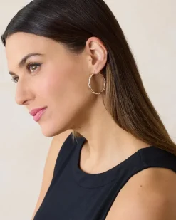 Island Essence Rose Gold Bamboo Hoop Earrings