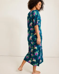 Jersey Short-Sleeve Maxi Sleep Caftan