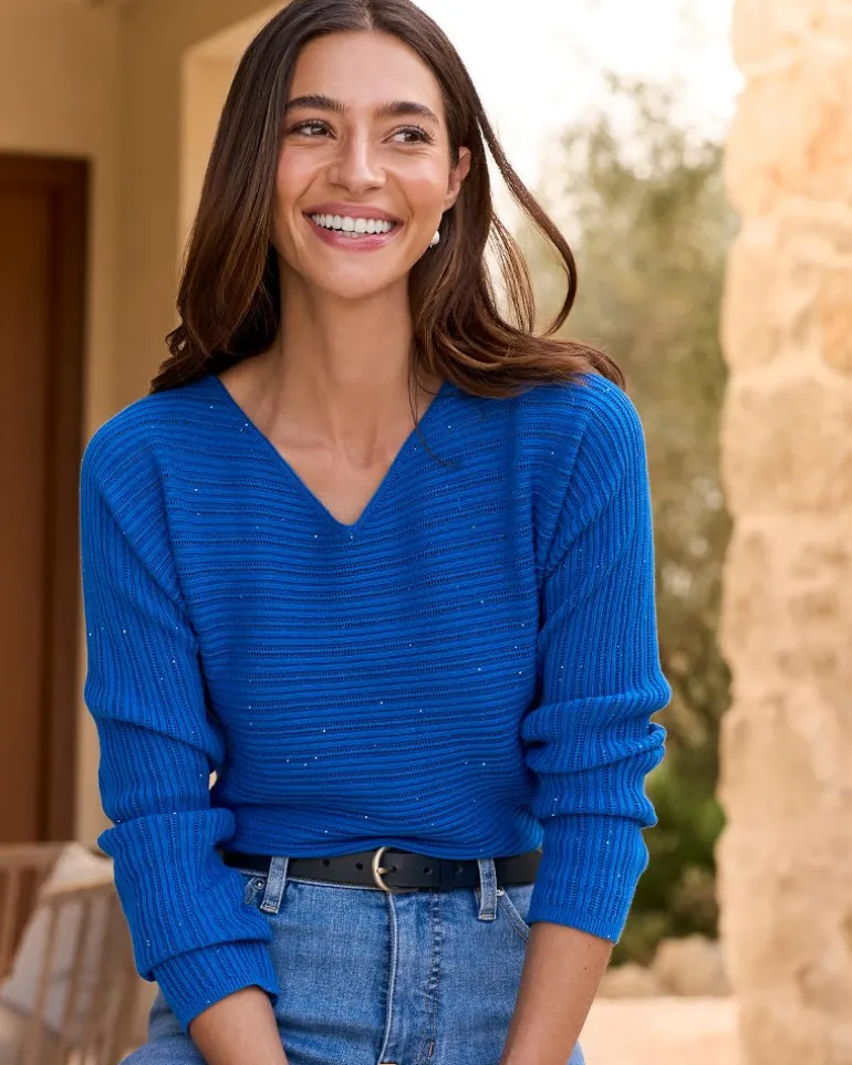 Jewel Bay Sequin V-Neck Sweater