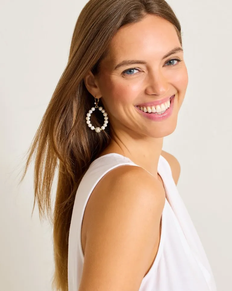 Madeira Pearl Statement Drop Hoop Earrings