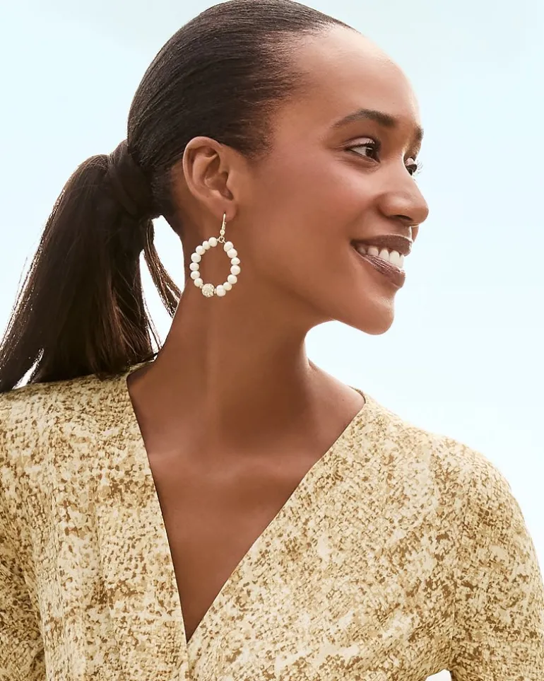 Madeira Pearl Statement Drop Hoop Earrings