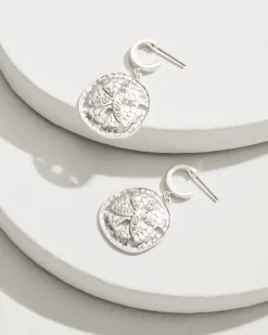 Marco Island Sand Dollar Drop Hoop Earrings