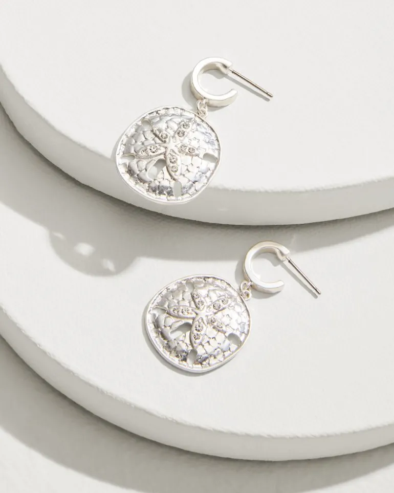 Marco Island Sand Dollar Drop Hoop Earrings