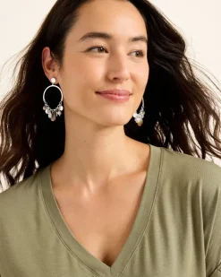 Marco Island Shell and Mother of Pearl Drop Hoop Earrings