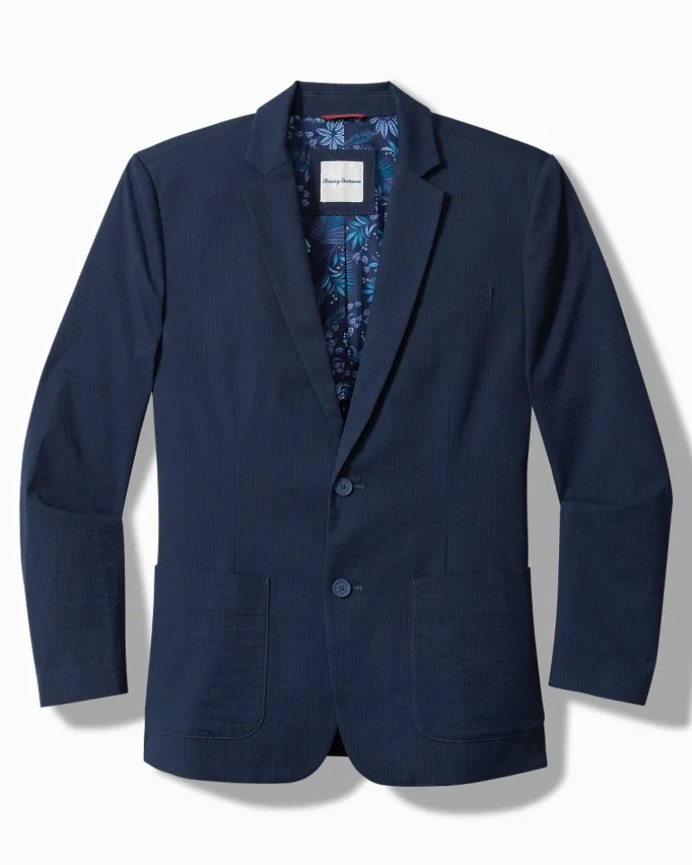 Nova Wave Stretch-Seersucker Blazer