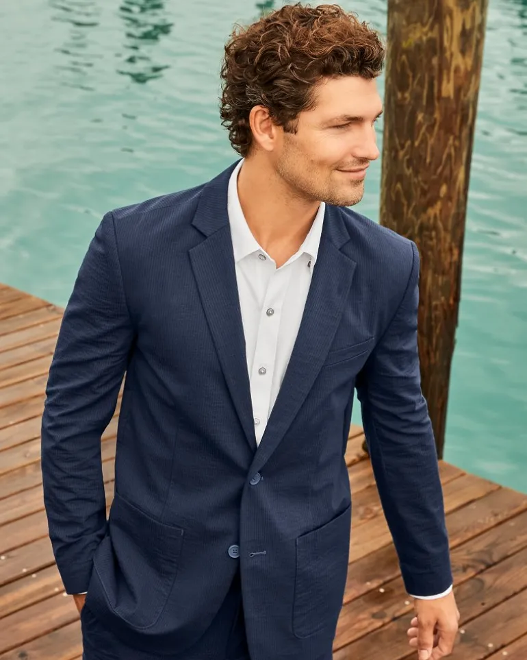 Nova Wave Stretch-Seersucker Blazer