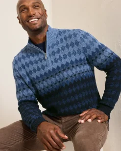 Ombré Argyle Half-Zip Sweater