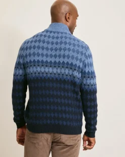 Ombré Argyle Half-Zip Sweater