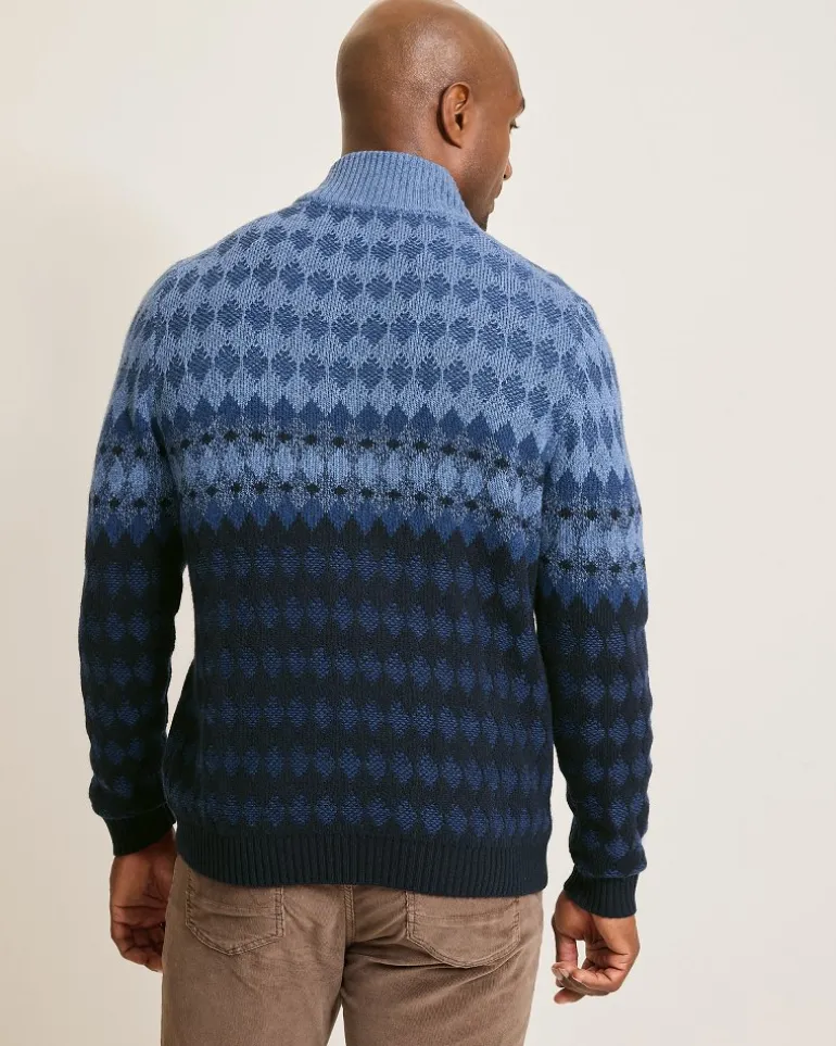 Ombré Argyle Half-Zip Sweater