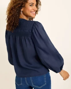 Palm Breeze Pintuck Blouse