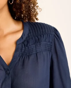 Palm Breeze Pintuck Blouse