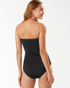 Pearl Shirred Bandeau One-Piece Swimsuit