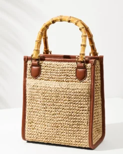 Raffia & Leather Bamboo Mini Tote
