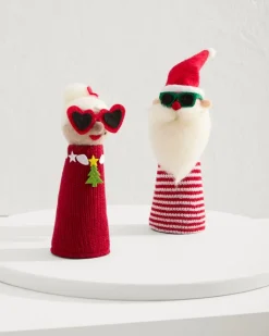 Santa & Mrs. Claus Bottle Topper Set