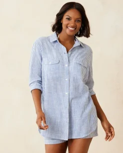 Shoreline Stripe Boyfriend Beach Shirt