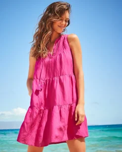 St. Lucia Linen-Blend Tiered Coverup Dress