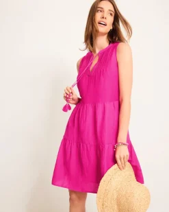 St. Lucia Linen-Blend Tiered Coverup Dress