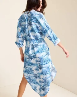 St. Lucia Linen-Blend Toile Coverup Shirt Dress