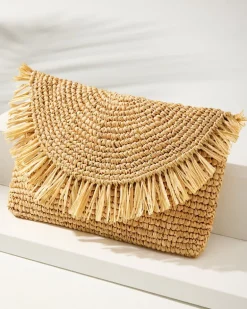 Sunburst Raffia Clutch