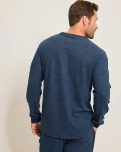 Textured Twill Stripe Crew Long-Sleeve Top